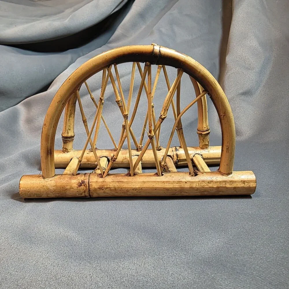 Vintage Bamboo Rattan Letter Mail Napkin Holder Boho Decor